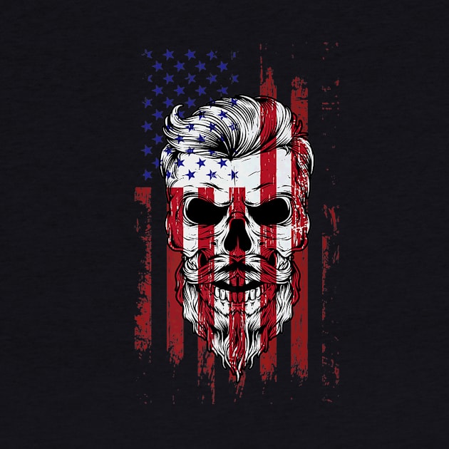 Flag Beard Skull by Feliz ZombiePunk